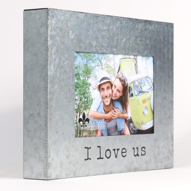 Lawrence Frames 4x6 Galvanized Metal Picture Frame - I Love Us - Image 2